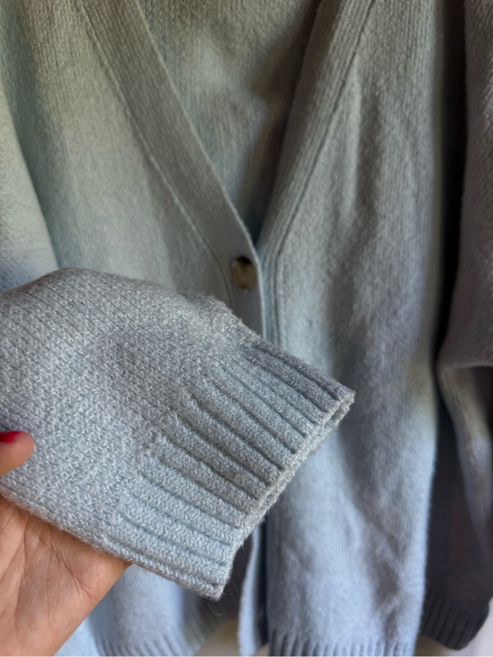 No Boundaries Light Blue Button-Front V-Neck Grandpa Cardigan - Picture 4 of 6